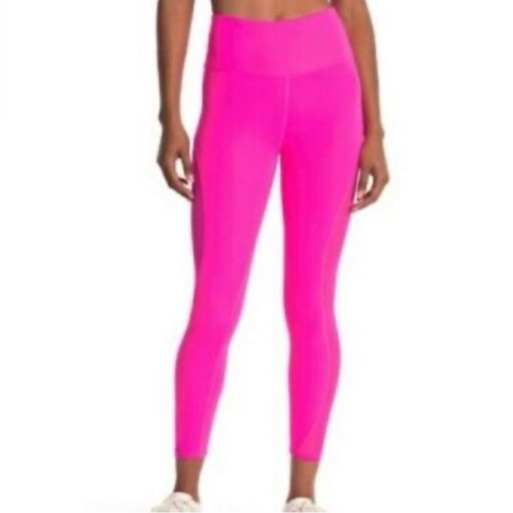 Nwt Good American Neon Bright Pink Mesh Detail 7/8 Leggings Size 4/Xl
